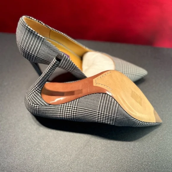 Ralph Lauren "purple label" black & white plaid 4 inch heel pumps. Size:39 (9) - Picture 5 of 6